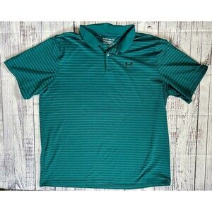 Under Armour Men’s Golf Polo Performance Short Sleeve Teal Striped Shirt 3XLT